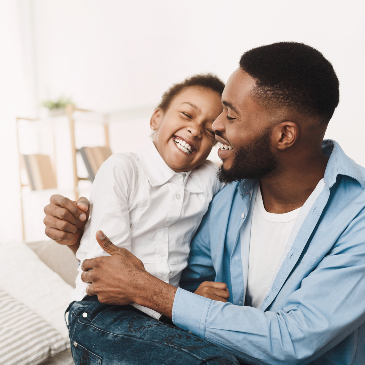 A father and child happy together